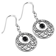 Black Onyx Celtic Knot Silver Earrings - e307